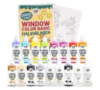 Set Window Color LM (17×80 ml) - peinture enfant repositionnable pour fenêtre avec contours & modèles - peinture déco fenêtre sans résidu pour vitre, miroir, carrelage
