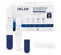 Set x1 de dépistage salivaire 6-en-1 Auto-test à domicile, cannabis/THC, cocaïne, amphétamines, méthamphétamine, phencyclidine (PCP), opiacés. Résultat en 10 minutes, marquage CE, Set de 1