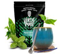 Set Yerba Mate Verde Mate Green Mega Menta 500g - Tasse en céramique, Bombilla, Sous-verre et Brosse de nettoyage