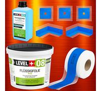 SET345 Kit d'étanchéité 7 kg de film liquide, 5 m de bande d'étanchéité, 2 coins intérieurs, 3 manchettes murales, 1 l de fond de profondeur, douche, salle de bain, cuisine