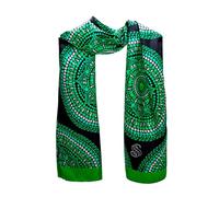 Seta Sole Écharpe en 100 % soie fabriquée en Italie 45 x 160 cm - Mandala conçu à la main - Foulard élégant femme, accessoire mode artisanal lac de Côme, vert, Taille Unique