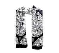 Seta Sole Écharpe en 100 % soie fabriquée en Italie 45 x 160 cm - Mandala conçu à la main - Foulard élégant femme, accessoire mode artisanal lac de Côme, blanc/noir, Taille Unique