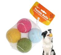 Setauoo Balles couinantes pour chiens | Balle de dentition pour animaux de compagnie | 4 balles de tennis jouets à mâcher interactifs pour chien, balle couineuse pour chien pour mâcheurs agressifs