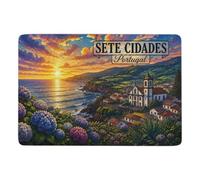Sete Cidades Stained Glass Art Tapis 150 x 100 cm, Doux et Antidérapant | Idée cadeau de crémaillère : Tapis intérieur doux, avec poils courts; pour salon