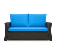 Setgarden® Coussin pour banc - Coussin de siège extérieur pour banc de jardin pour polyrattan - Coussin de banc pour siège en rotin Hollywood (Bleu, 110 x 50 x 50 cm)