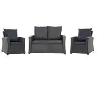 Setgarden® Ensemble en rotin, 4-5 places, pour canapé, fauteuil à bascule et salon, confortable pour intérieur et extérieur, polyester, imperméable (Noir, 110 x 60 x 50 cm / 2 x 50 x 56 cm)