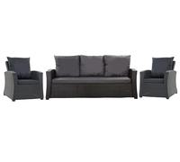 Setgarden® Set de coussins de jardin en rotin 4-5 places - pour canapé, chaise à bascule et salon, confortables pour intérieur et extérieur, polyester - imperméable (noir, 140 x 60 x 50 / 2 x 50 x 56)