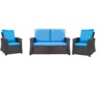 Setgarden® Set de coussins de jardin en rotin 4-5 places - pour canapé, chaise à bascule et salon, confortables pour intérieur et extérieur, polyester - imperméable (bleu, 130 x 60 x 50 / 2 x 50 x 56)