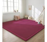 SETHEPACE Tapis d'Éveil Bébé 2CM d'Épaisseur 120x120 CM, Tapis de Jeu Doux en Polaire Corail pour Nourrissons et Tout-Petits, de Chambre Enfant, Salon et Salle de Jeux, Fond Antidérapant(Bordeaux)