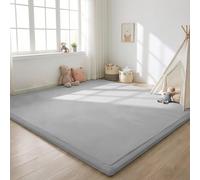 SETHEPACE Tapis d'Éveil Bébé 2CM d'Épaisseur 190x190 CM, Tapis de Jeu Doux en Polaire Corail pour Nourrissons et Tout-Petits, de Chambre Enfant, Salon et Salle de Jeux, Fond Antidérapant(Gris Argenté)