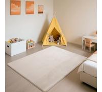 SETHEPACE Tapis d'éveil et de Jeux Bebe Epais de 3 CM, Tapis Salon Chambre Poil Ras Beige 150x200 CM, Tatami Tapis Doux pour la Chambre Bebe, Chambre d'enfants