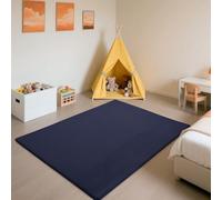 SETHEPACE Tapis d'éveil et de Jeux Bebe Epais de 3 CM, Tapis Salon Chambre Poil Ras Bleu Foncé 130x190 CM, Tatami Tapis Doux pour la Chambre Bebe, Chambre d'enfants