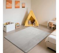 SETHEPACE Tapis d'éveil et de Jeux Bebe Epais de 3 CM, Tapis Salon Chambre Poil Ras Gris Argent 140x200 CM, Tatami Tapis Doux pour la Chambre Bebe, Chambre d'enfants