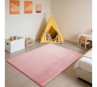 SETHEPACE Tapis d'éveil et de Jeux Bebe Epais de 3 CM, Tapis Salon Chambre Poil Ras Rose 120x120 CM, Tatami Tapis Doux pour la Chambre Bebe, Chambre d'enfants