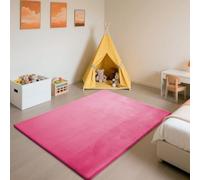 SETHEPACE Tapis d'éveil et de Jeux Bebe Epais de 3 CM, Tapis Salon Chambre Poil Ras Rouge Rose 80x200 CM, Tatami Tapis Doux pour la Chambre Bebe, Chambre d'enfants