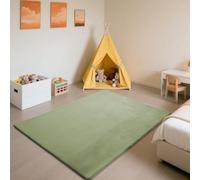 SETHEPACE Tapis d'éveil et de Jeux Bebe Epais de 3 CM, Tapis Salon Chambre Poil Ras Vert Herbeux 190x190 CM, Tatami Tapis Doux pour la Chambre Bebe, Chambre d'enfants
