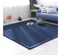 SETHEPACE Tapis Velours Corail Épais 3 cm pour Chambre de Bébé, Chambre d'enfant, Antidérapant Tapis d'eveil Bebe pour Les Chambre Garcon, Chambre Fille, Salon(Bleu Foncé, 150 * 150)