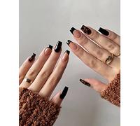 Sethexy Court Ballerine Faux ongles Tortue Français Ongles à presser Glossy Faux ongles 24Pcs Acrylique Ongles à coller pour femmes et filles