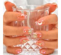 Sethexy Rose Strass Cercueil moyen Faux ongles Lune 3D Coeur Cristaux Fait à la main Faux ongles Étoile Naturel Brillant Ongles à presser Ongles de qualité salon pour femmes et filles (I)