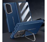 SETNGB Étui en Cuir PU avec Film Protecteur d'écran en Verre trempé pour Samsung Galaxy Z Fold7, Support de caméra à charnière à Ressort, Bleu, pour Samsung Galaxy Z Fold7
