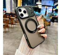 SETNGB Support de Bague magnétique Mat pour iPhone 17, 16, 15, 14, 13, 12 Pro Max, 17 Air, 16, 15, 14 Plus, Coque Anti-Chute avec Chargement sans Fil, Noir, pour iPhone 15