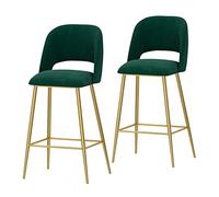 Setof2ModernVelvetBarStoolswithGoldMetalleggsElegantBackrest75cmSeatHeightPerfectfor KitchenIslandCounterStylish HomeDecorUpgrade