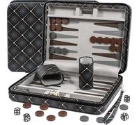 Sets de Backgammon Magnétiques de Voyage pour Adultes - Jeu de Plateau de Backgammon en Cuir PU de Qualité pour Adultes et Enfants - Cadeau de 23,6 cm pour Homme avec 32 Pièces Magnétiques dans Étui