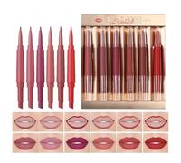 Sets de Crayon à Lèvres et Rouge à Lèvres pour Femmes | 6 Pièces Rouge à Lèvres 2 en 1 pour Femmes Set de Crayon à Lèvres | Kit de Maquillage Taches Imperméable pour
