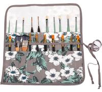 Sets De Pinceaux De Peinture, 10 Pinceaux Peinture Nylon Avec Trousse En Tissu Pour Acrylique, Aquarelle, Gouache Et Huile, Gris Noir