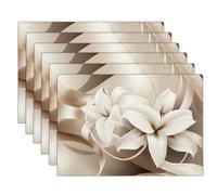 Sets De Table Beige Marron Lys Rubané 4 Sets De Table Art Géométrique pour Cuisine Salle À Manger Décoration De Table Dîner,Déjeuner,Petit Déjeuner 45 X 30 Cm