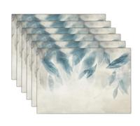 Sets De Table Bleu Gris Plumes Douces 4 Sets De Table Art Éthéré pour Cuisine Salle À Manger Décoration De Table Dîner,Déjeuner,Petit Déjeuner 45 X 30 Cm