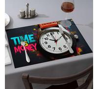 Sets de table bleus Time Is Money - Watch It Tick Away Sets de table de cuisine et salle à manger Rose (1 pièce)