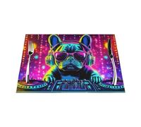 Sets de table bouledogue français pour lunettes de soleil 1 pièce, sets de table en PVC océan résistants à la chaleur antidérapants 30 x 45 cm