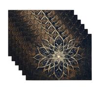 Sets De Table Brun Mandala Symétrique 2 Sets De Table Plantes Fantastiques pour Cuisine Salle À Manger Décoration De Table Dîner,Déjeuner,Petit Déjeuner 45 X 30 Cm