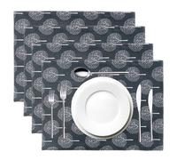 Sets de Table CosyAurora mûriers, 30 x 40 cm, Gris Marine, Lot de 4, Service de Table à Manger