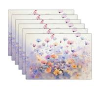 Sets De Table Couleur Pastel Fleurs Sauvages Luxuriantes 6 Sets De Table Aquarelle De Rêve pour Cuisine Salle À Manger Décoration De Table Dîner,Déjeuner,Petit Déjeuner 45 X 30 Cm