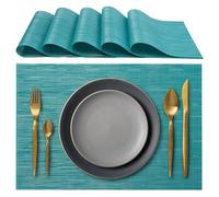 Sets de Table élégants 45 x 30 cm pour Dîner, Déjeuner, Petit Déjeuner - 6 unités - Set de Table Lavable, Résistant au Chaleur, antidérapant et Anti-Taches Tables Cuisine et Salle à Manger - Bleu