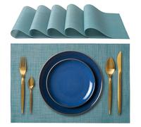 Sets de Table élégants 45 x 30 cm pour Dîner, Déjeuner, Petit Déjeuner - 6 unités - Set de Table Lavable, Résistant au Chaleur, antidérapant et Anti-Taches Tables Cuisine et Salle à Manger - Bleu