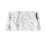 Sets de table élégants gris en bois et oiseaux - Résistants à la chaleur et faciles à nettoyer pour une décoration de table moderne