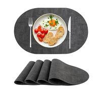 Sets de Table en Cuir PU lavables,Résistants à La Chaleur,Antidérapants,Lot de 4 pour Table à Manger,Cuisine,Noël Noir