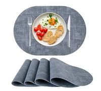 Sets de Table en Cuir PU lavables,Résistants à La Chaleur,Antidérapants,Lot de 4 pour Table à Manger,Cuisine,Noël Bleu