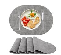 Sets de Table en Cuir PU lavables,Résistants à La Chaleur,Antidérapants,Lot de 4 pour Table à Manger,Cuisine,Noël Gris