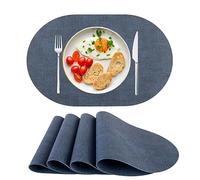 Sets de Table en Cuir PU lavables,Résistants à La Chaleur,Antidérapants,Lot de 4 pour Table à Manger,Cuisine,Noël Bleu Foncé