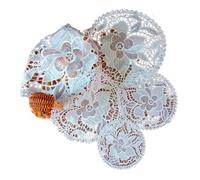 Sets de Table en Dentelle à Motifs Floraux Coussin Isolant Rond et Creux en Dentelle, Assiette, Bol, Serviette