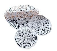 Sets de Table en Dentelle à Motifs Floraux Coussin Isolant Rond et Creux en Dentelle, Assiette, Bol, Serviette