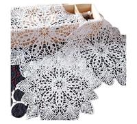 Sets de Table en Dentelle à Motifs Floraux Coussin Isolant Rond et Creux en Dentelle, Assiette, Bol, Serviette