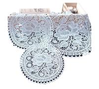 Sets de Table en Dentelle à Motifs Floraux Coussin Isolant Rond et Creux en Dentelle, Assiette, Bol, Serviette