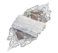 Sets de table en dentelle transparente brodée Chemin de nappe en polyester coton motif végétal européen élégant pour mariage Noël décoration festive salon salle à manger facile d'entretien (26 x 70 cm