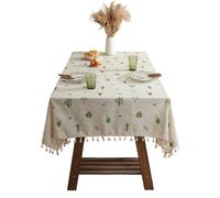 Sets de table en lin épais avec broderie pour 135 x 135 cm, 135 x 180 cm, sets de table adaptés pour la maison et les tables d'étude pour salle à manger générale (135 x 135 cm, cactus)