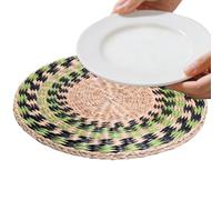 Sets de table en Marina - Tapis rustique de 20 cm | Napperons tissés ronds, table décorative opaque, algues marines naturelles faites à la main de la ferme pour tables à manger domestiques, A